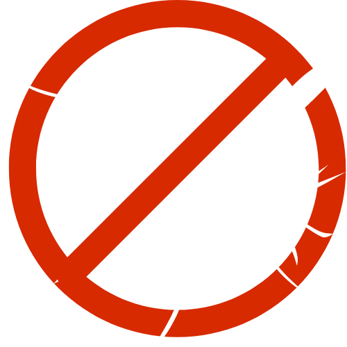 A red circle with a line through it