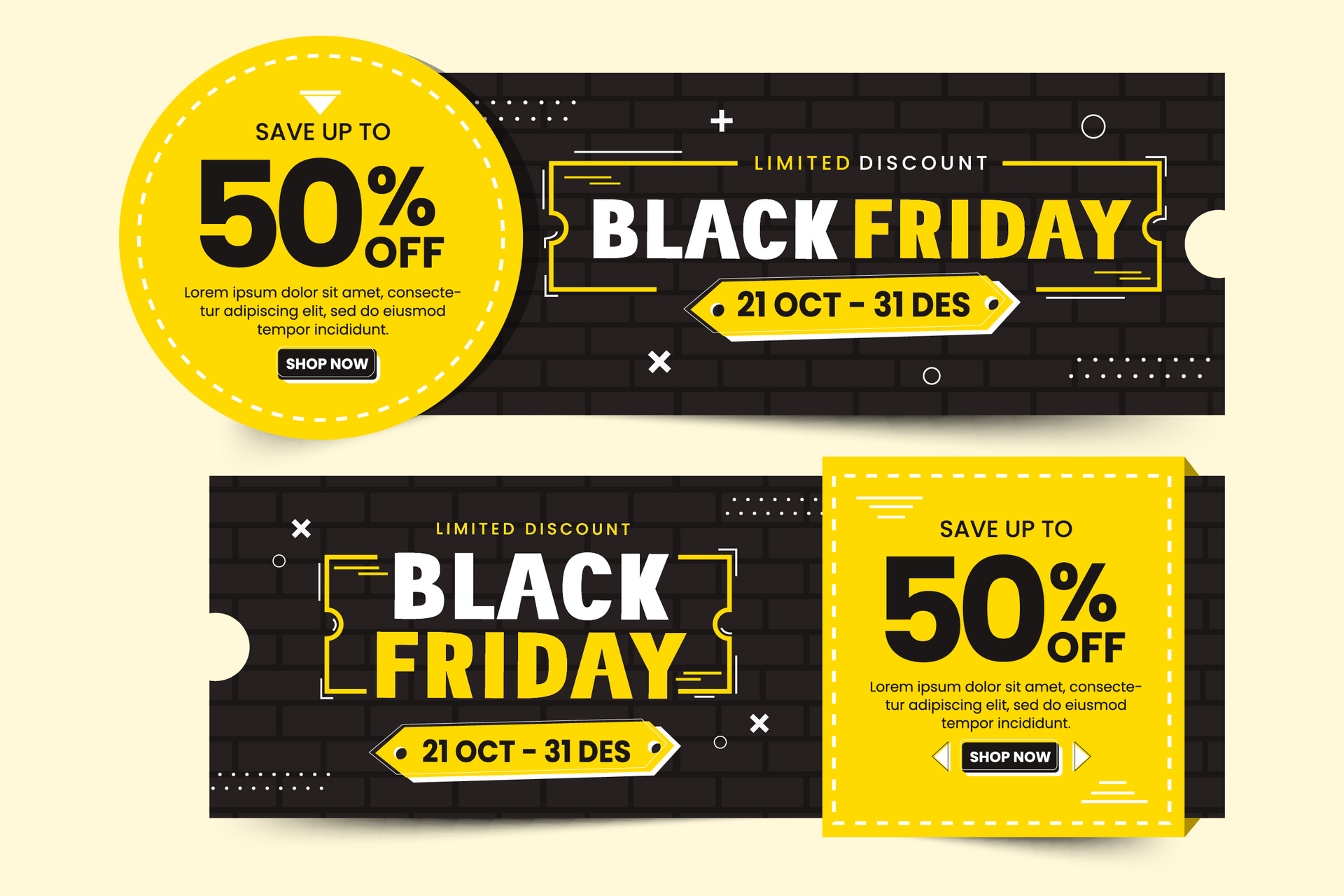 Black Friday sale banner with text 