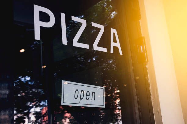 Pizza shop storefront with 