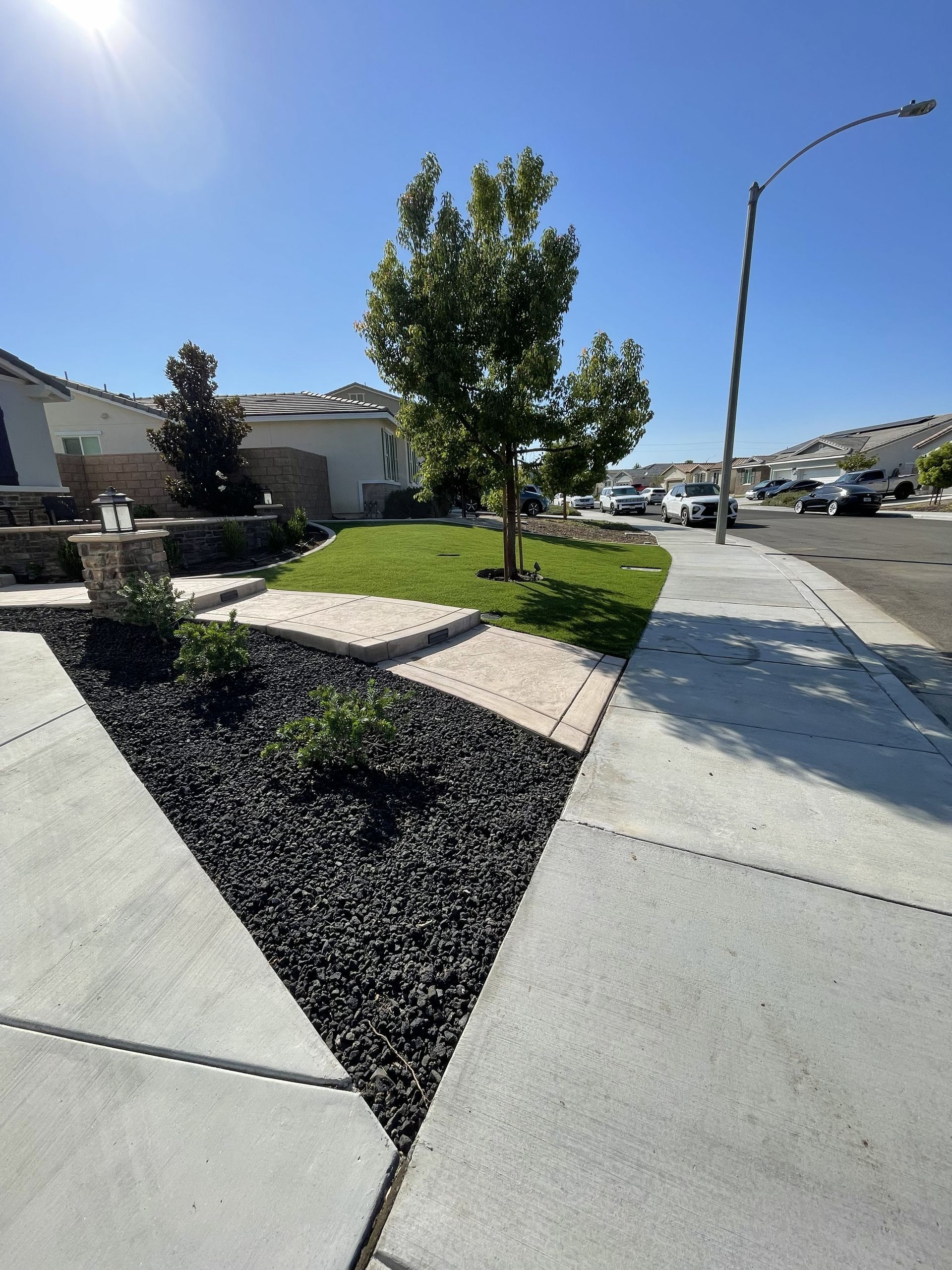 Complete Yard Renovation, Artificial Turf & Lava Rocks, Plants & Irrigation Install in Winchester, CA