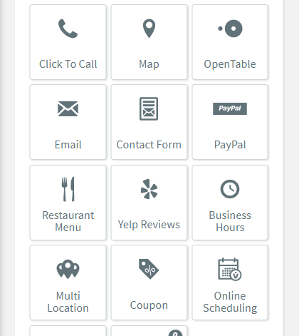 A screenshot of a website with a bunch of icons on it.