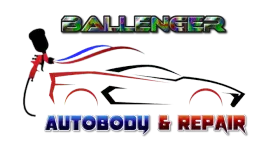 A logo for a company called ballenger autobody & repair