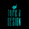 The logo for triple j design is blue on a black background.