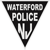 the waterford police logo is a black and white triangle on a white background .