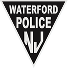 the waterford police logo is a black and white triangle on a white background .