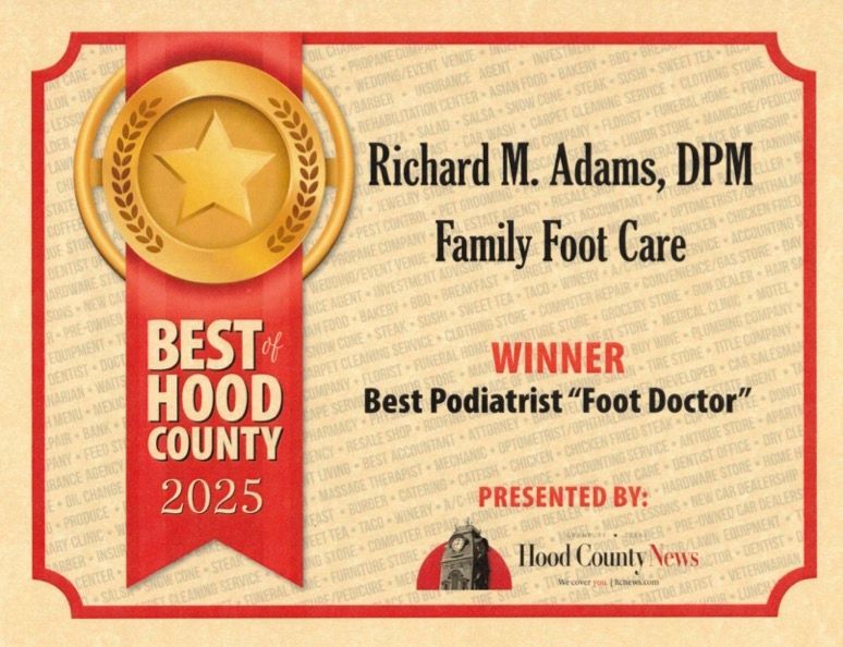 Award certificate for Richard M. Adams, DPM, Family Foot Care, 