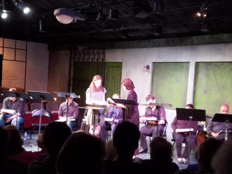 2 actors having a conversation onstage.