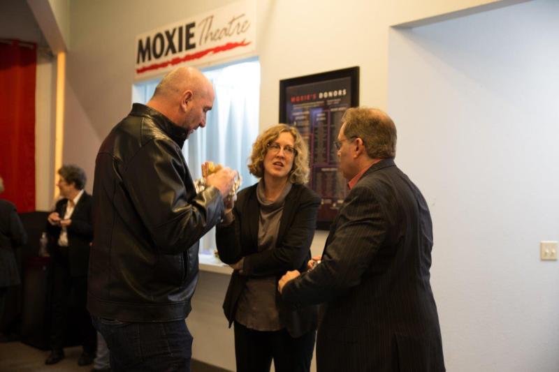 Ruff, director Shana, and Phil in MOXIE theatre lobby after reading.