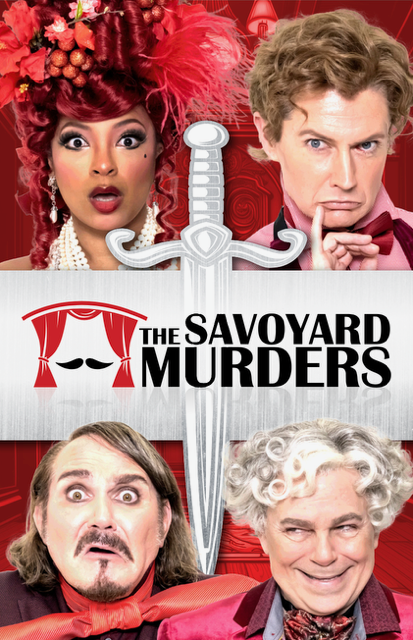 A poster for Savoyard Murders with 4 actors in period costumes