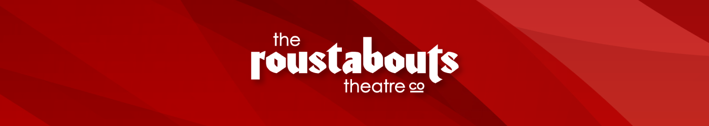 A red background with the The Roustabouts Logo