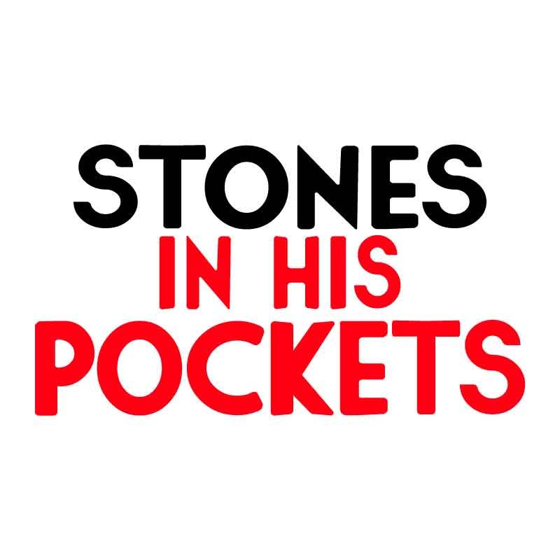A black and red logo for stones in his pockets