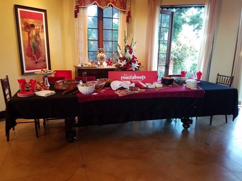 Dining room table with party food