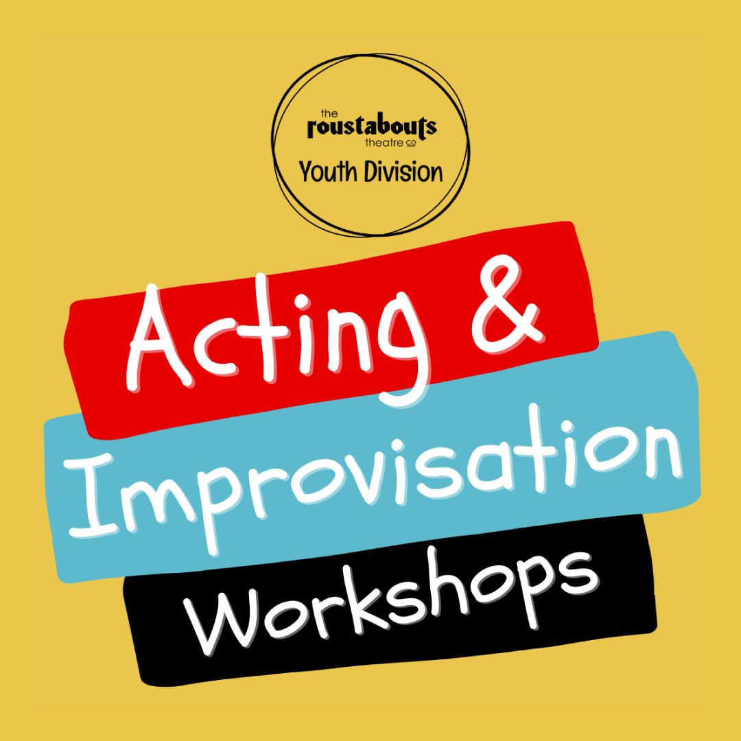 Yellow poster with stacked colored rectangles. Text: