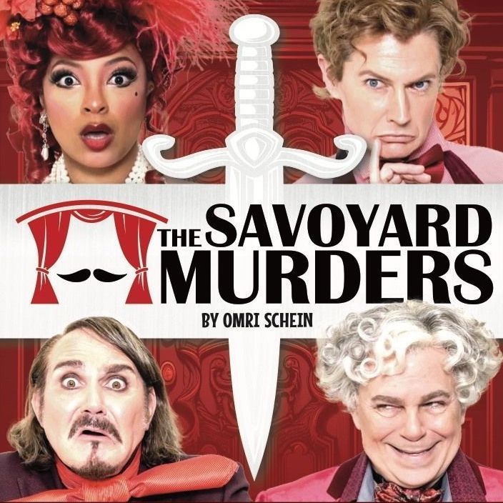Title treatment for The Savoyard Murders with 4 actors in period costumes