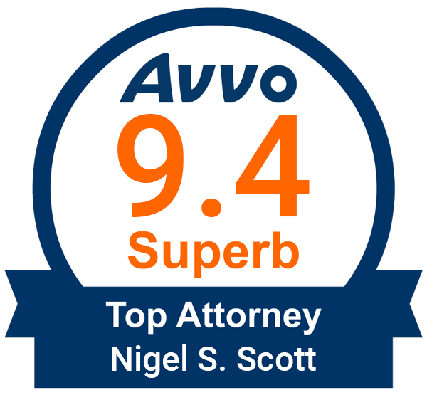 A logo that says Avvo 9.4 superb top attorney Migel S. Scott.