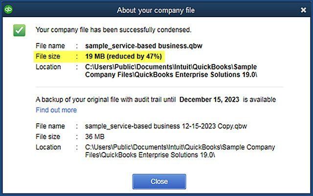 QuickBooks Condense Data Utility