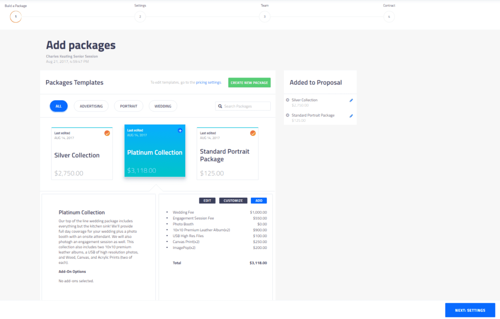 A screenshot of a website that says `` add packages ''.