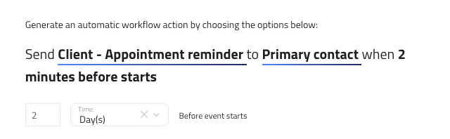 A screenshot of a wedding worksheet that says send wedding worksheet to primary contact when 5 weeks before starts.