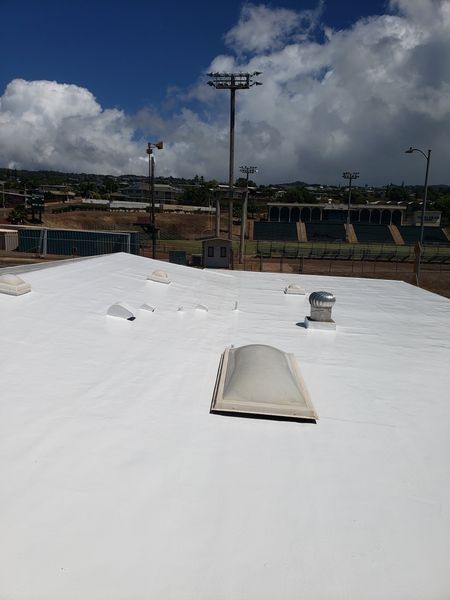 A white roof with a dome on top of it.