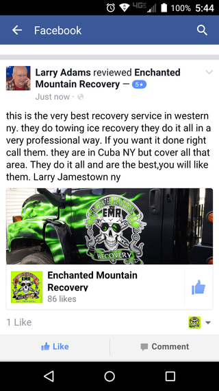 Facebook Review — Immediate Towing in Cuba, NY
