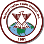 The national indian youth council logo is a circle with a bird on top of a globe.