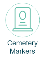 an icon of a cemetery marker in a circle .