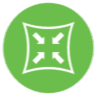 Green circle with a white square and arrows pointing inward.