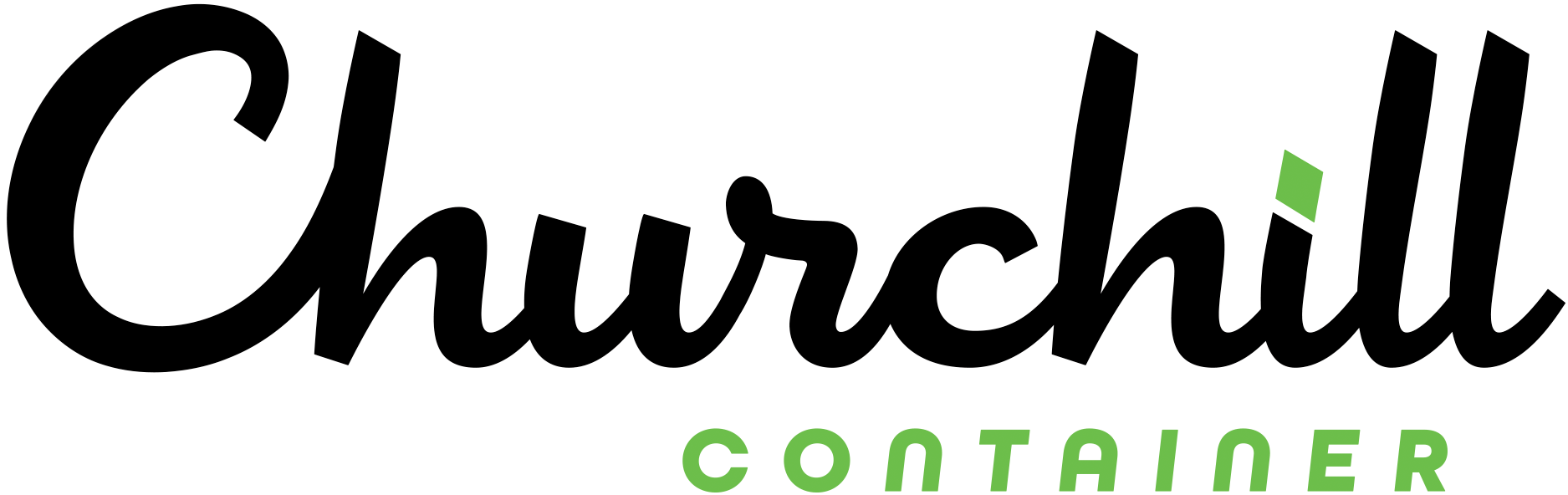 Churchill Container logo in black with the word