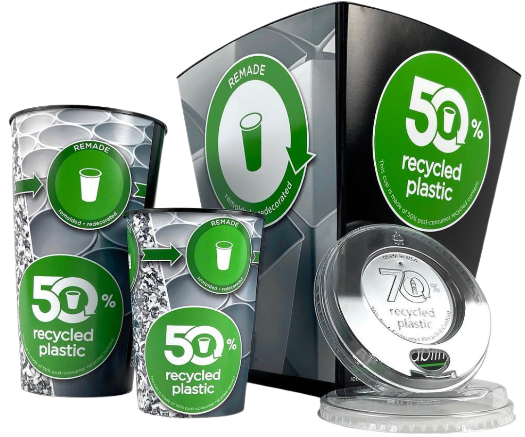 Cups and lids with green