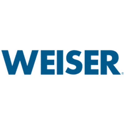 Un logo Weiser bleu sur fond blanc
