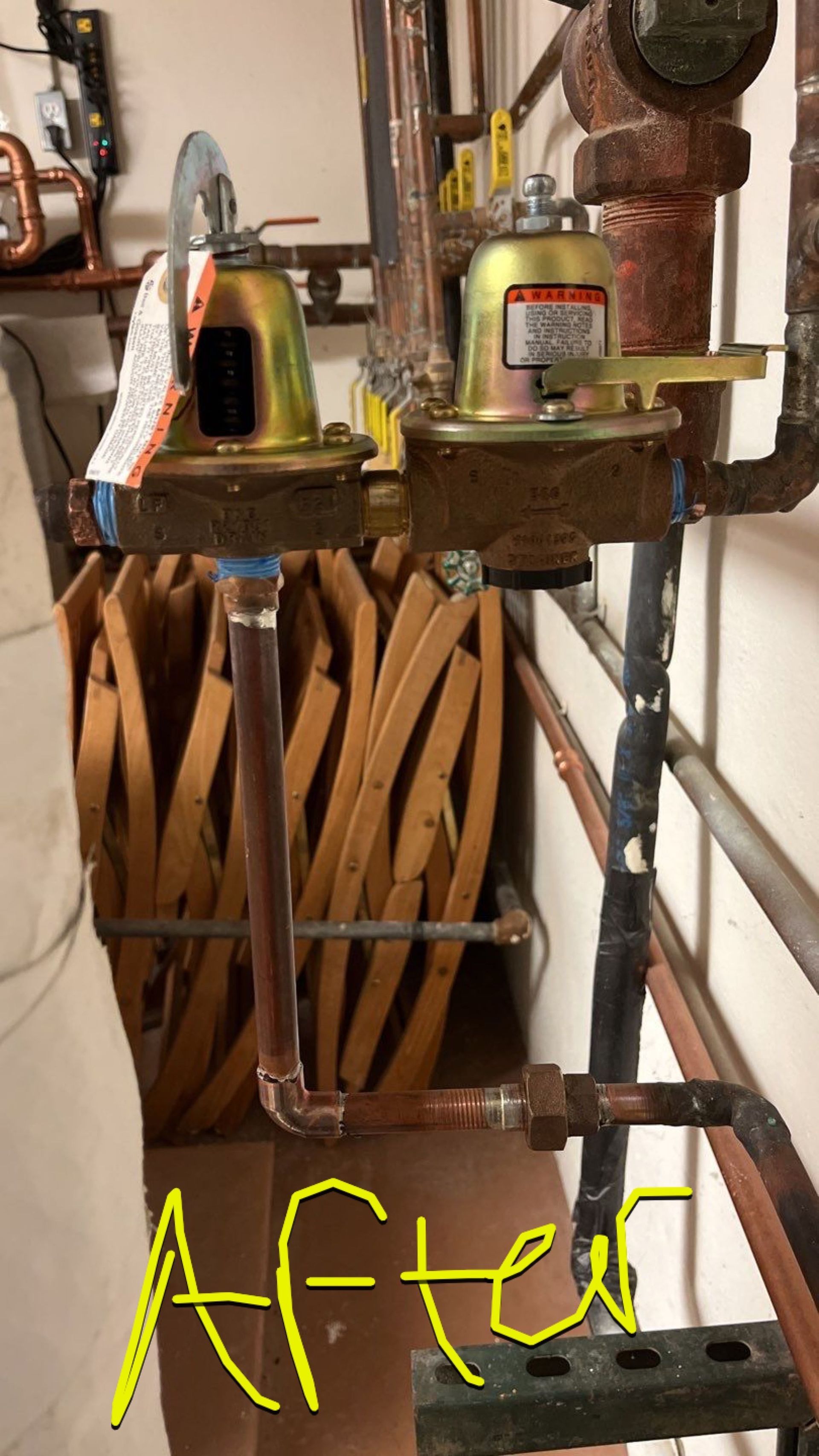 A picture of a pipe with the word after written on it.