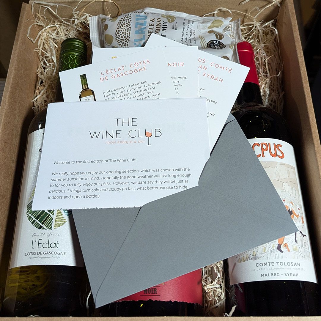An example of a monthly Wine Club selection with tasting notes