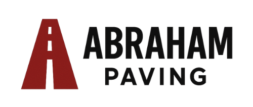 A abraham paving logo with a red road in the middle.