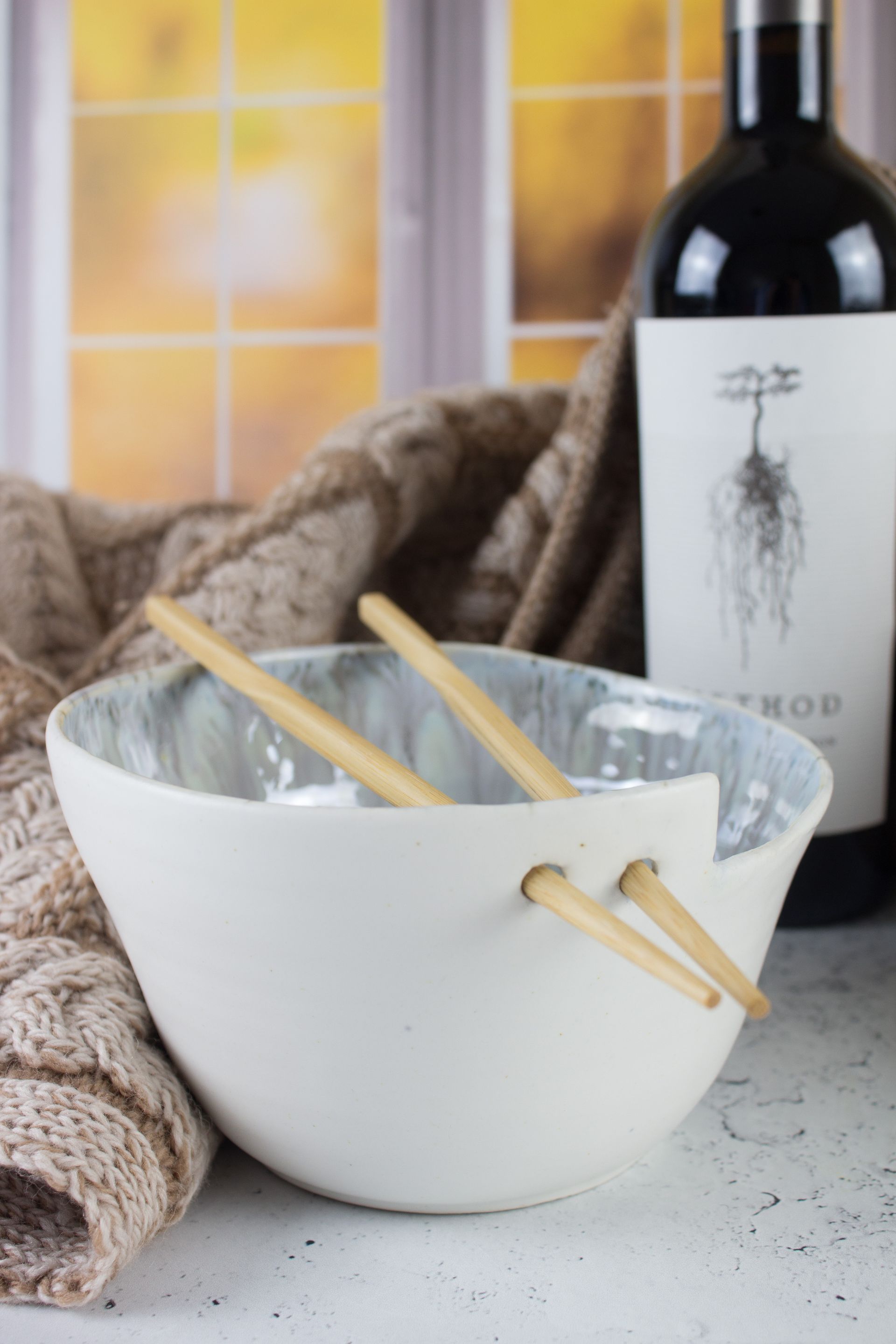 Ramen Bowl with light blue glaze