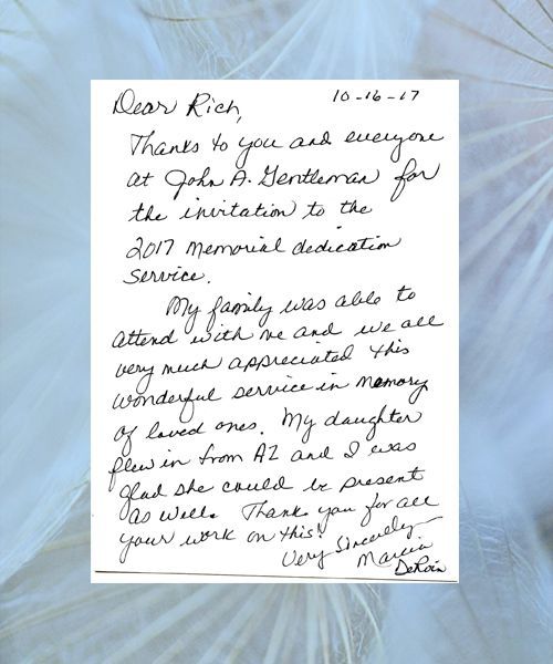 Review Letter sent to the funeral home photo copy