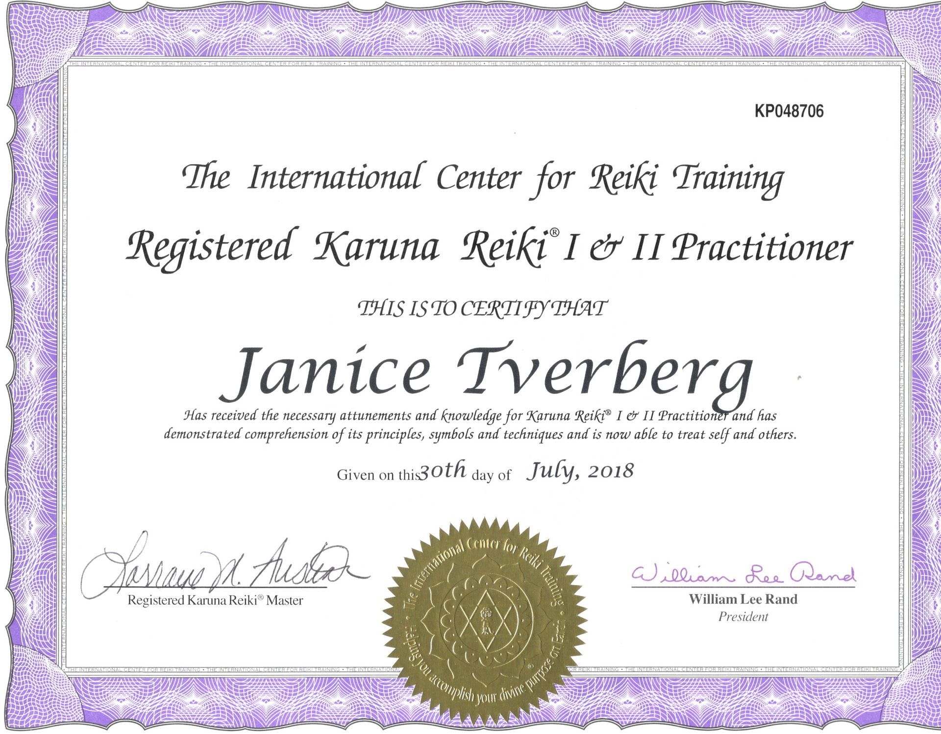 Karuna I & II Practitioner Certification