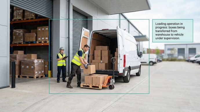 A man is pulling boxes out of a white van
