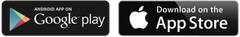 A google play and an apple app store icon