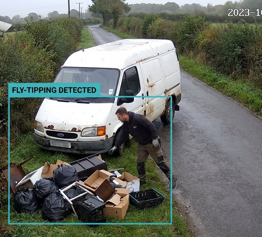 A man standing next to a van with license plate gsok