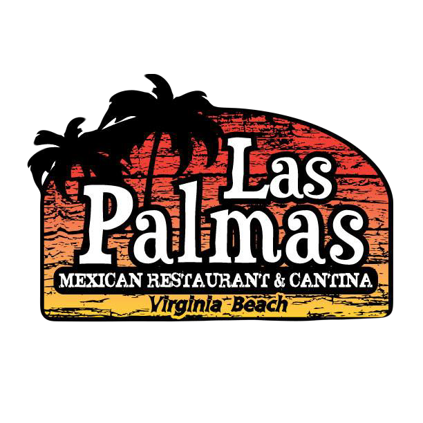 Las Palmas Mexican Restaurant logo with palm trees and a sunset.