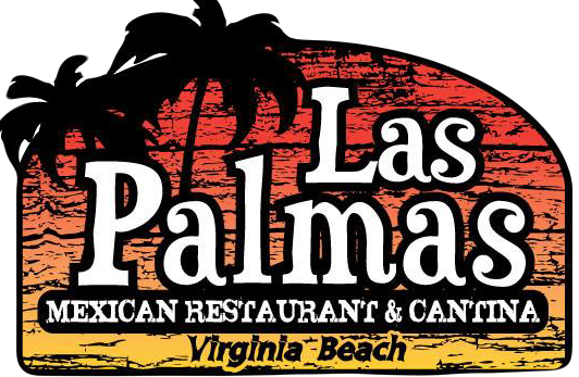 Las Palmas Mexican Restaurant & Cantina logo: Palm trees over a sunset, with text 