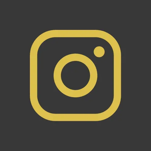 The instagram logo is yellow on a black background.