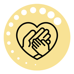 A hand is holding another hand inside of a heart.