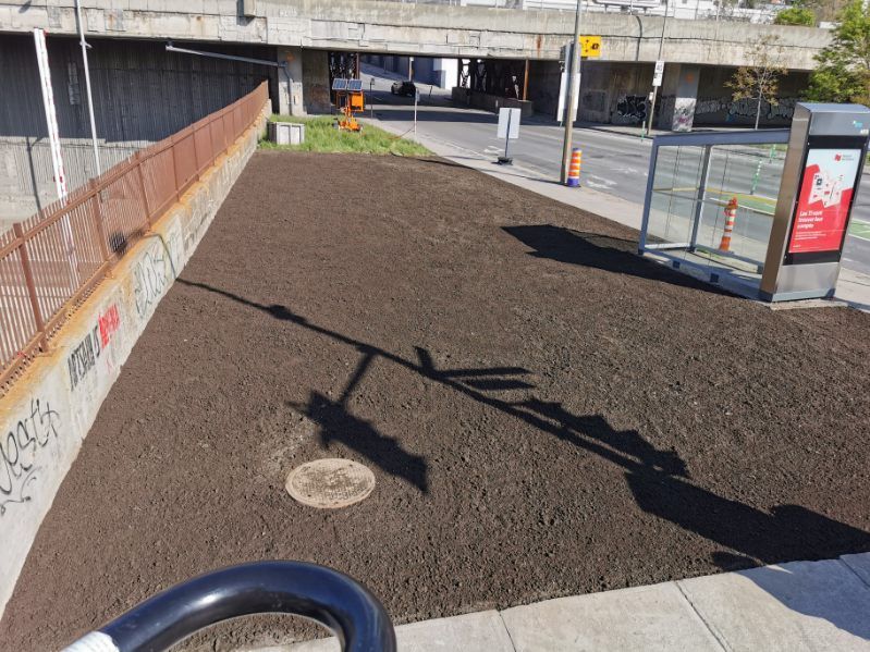 L'ombre d'une personne est projetée sur le sol près d'une clôture
