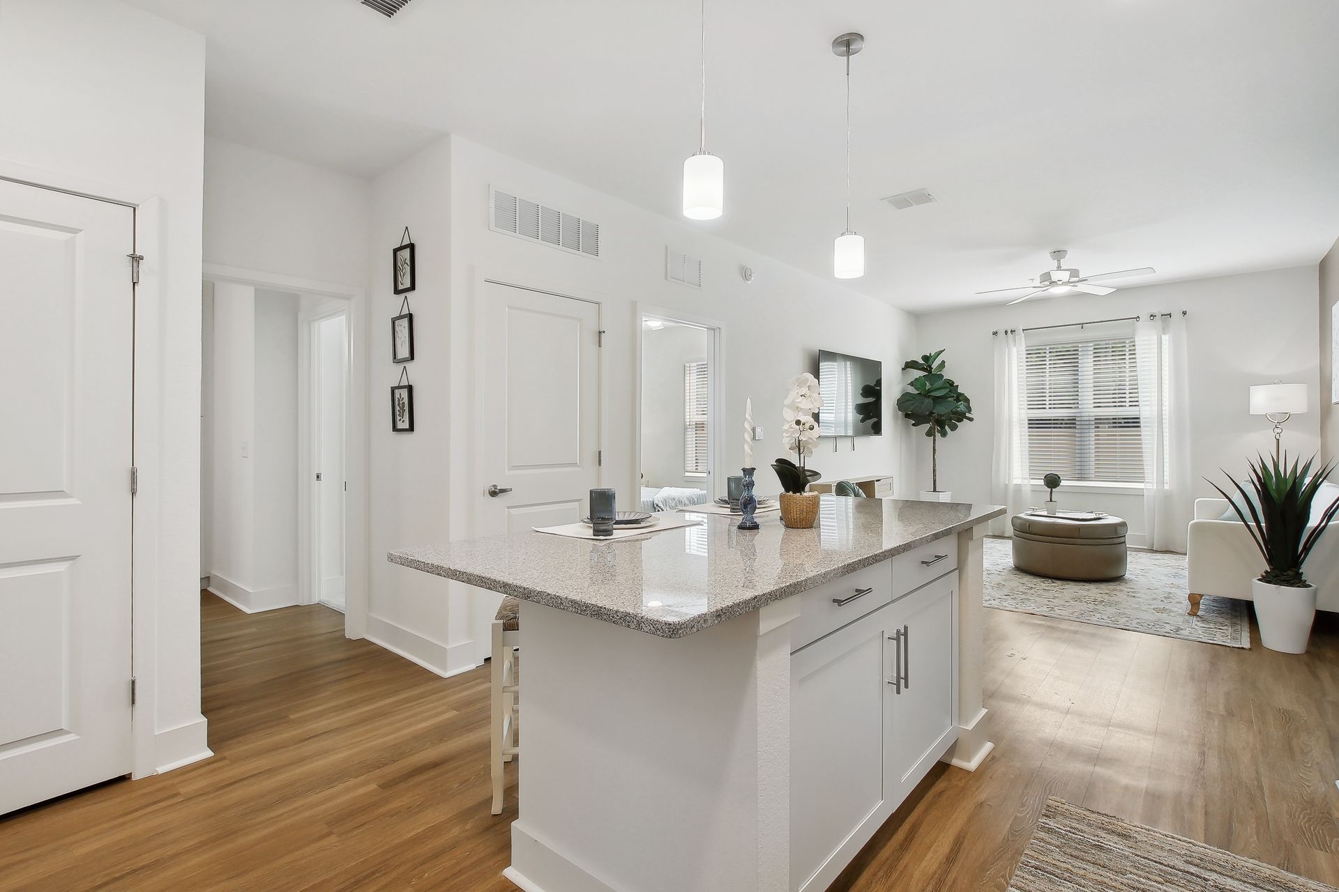 Modern kitchen with white counter