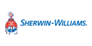 Sherwin-Williams logo with blue text and paint can icon on white background