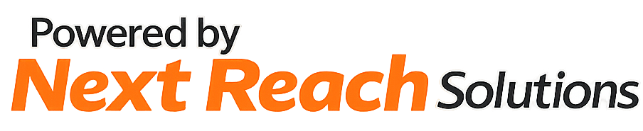 Powered by Next Reach Solutions logo in black and orange.