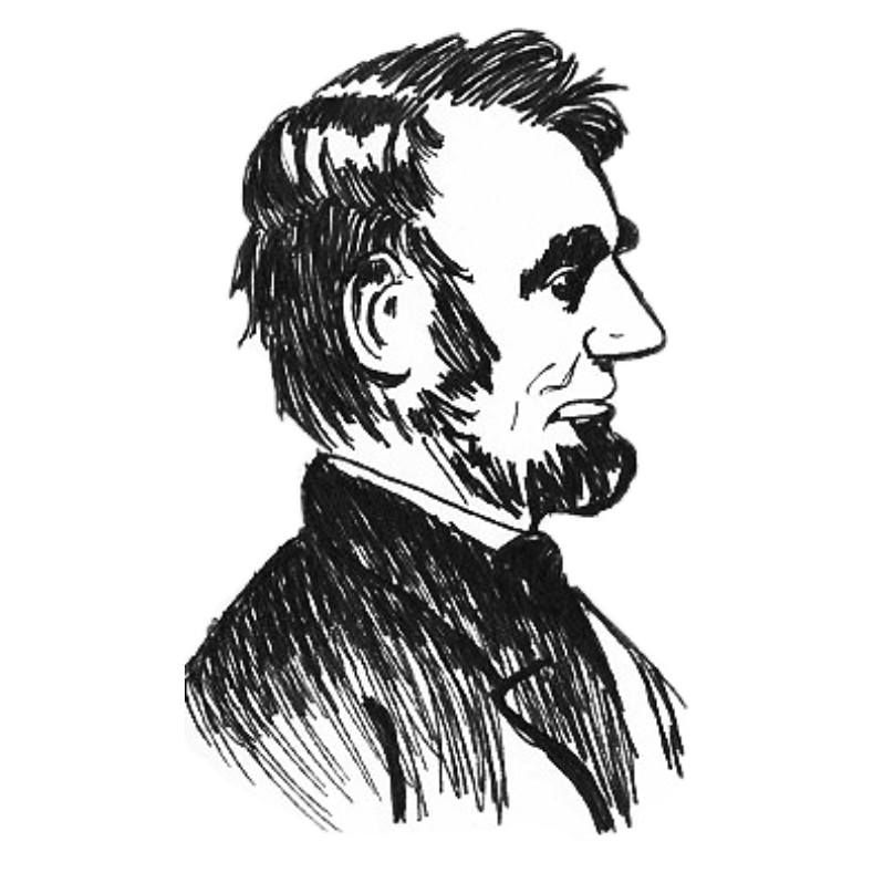 A black and white drawing of abraham lincoln. Lincoln Club of Orange County