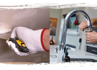 A person using a screwdriver to adjust a metallic spotlight fixture.