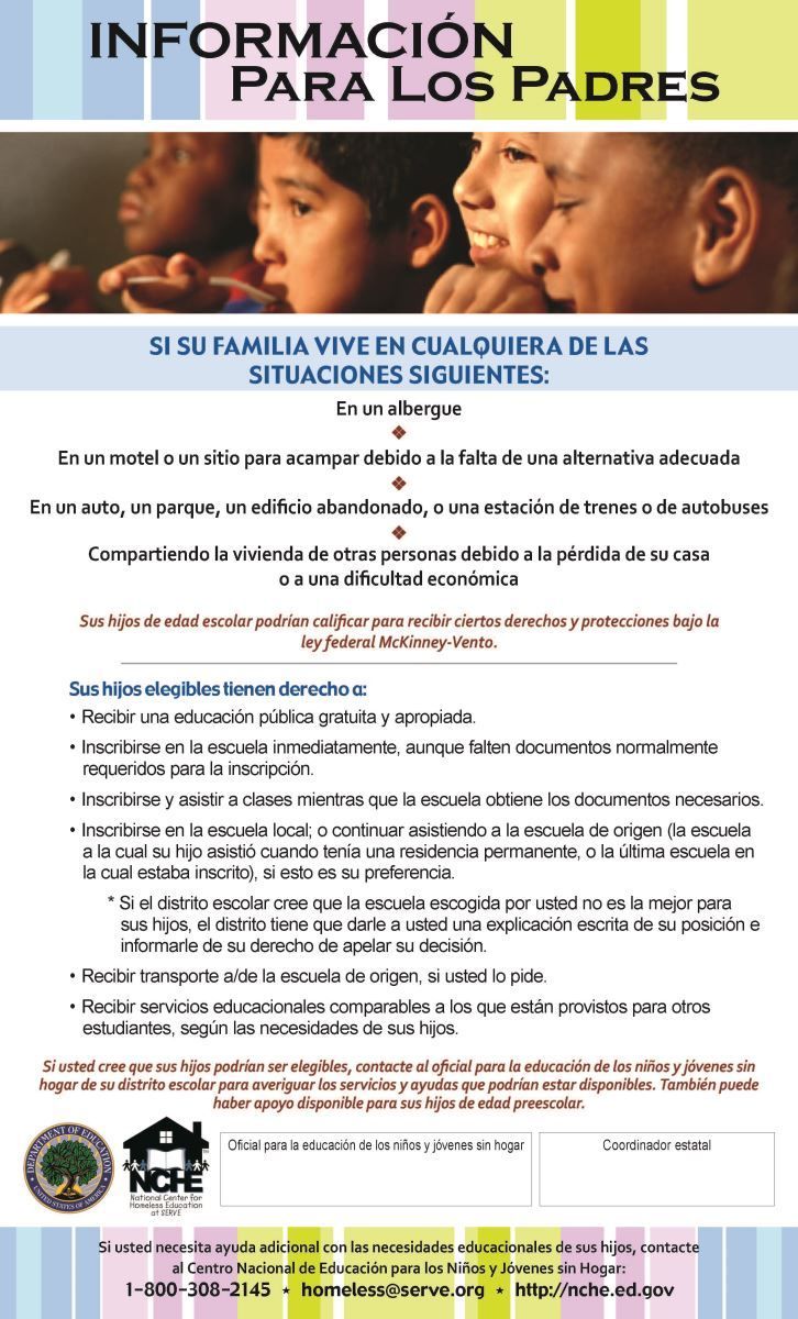 a flyer for information for parents in spanish with a picture of a family .